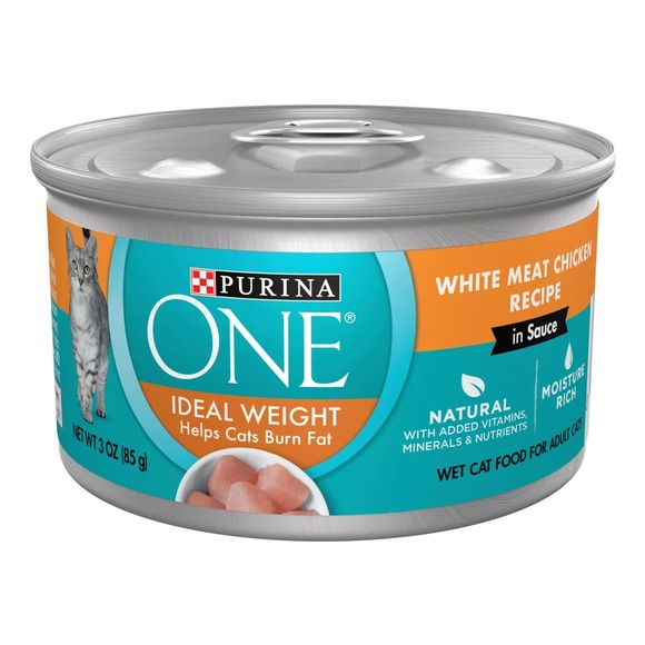 Purina ONE Ideal Weight Wet Cat Food — 3oz x24 Cans, Weight Control - Picture 1 of 7